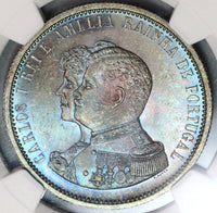 1898 NGC MS 65 Portugal 1000 Reis India Discovery Mint State Coin (19091903C)