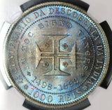 1898 NGC MS 65 Portugal 1000 Reis India Discovery Mint State Coin (19091903C)