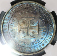 1898 NGC MS 65 Portugal 1000 Reis India Discovery Mint State Coin (19091903C)
