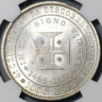 1898 NGC MS 65 Portugal 1000 Reis India Discovery Mint State Coin (21031302C)