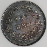 1854 NGC AU 55 Portugual 100 Reis Pedro V One Year Type Silver Coin (18122805C)