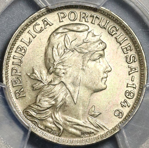 1946 PCGS MS 64 Portugal 50 Centavos Liberty Head Key Date Coin POP 8/0 (21042901C)
