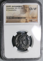 186 NGC Ch VF Commodus Roman Egypt Alexandria Tetradrachm Zeus Head (21092002C)