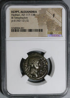 121 Hadrian Alexandria Roman Egypt Tetradrachm Emperor Chariot Ext Rare R4 NGC F (20042703C)