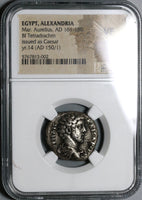 150 Marcus Aurelius Caesar Roman Egypt Alexandria Tetradrachm Nilus Bust Rare Unpublished NGC VF (19112003C)