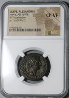 96 NGC Ch VF Nerva Roman Egypt Alexandria Tetradrachm Eagle Pedigree (20090601C)