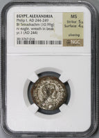 244 NGC MS  Philip I Roman Egypt Alexandria Tetradrachm Eagle Mint State Silvering (21092501C)