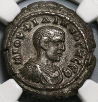 245 NGC XF Roman Egypt Alexandria Philip II Caesar Tetradrachm Zeus Bust Silvered Coin (20010301C)