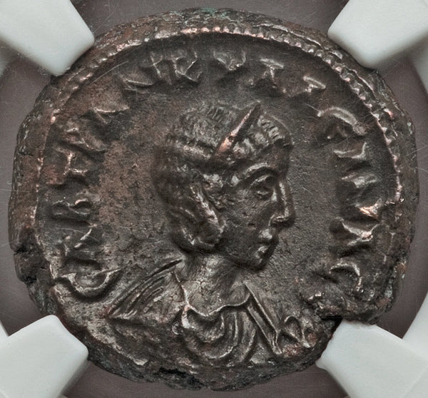 242 NGC Ch XF Tranquillina Egypt Alexandria Rare Tetradrachm Athena Year 6 Coin (18111302C)