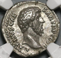 137 NGC Ch XF Aelius Caesar Denarius Concordia Rare Roman Empire (20072202C)