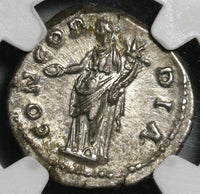 137 NGC Ch XF Aelius Caesar Denarius Concordia Rare Roman Empire (20072202C)