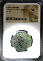 148 NGC VF Antoninus Pius Roman Empire AE As 10th Year Reign Commemorative Coin (19061701C)