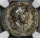 140 NGC Ch VF Antoninus Pius Roman Empire Denarius Emperor Standing (19043003C)