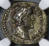 140 NGC Ch VF Antoninus Pius Roman Empire Denarius Emperor Standing (19043003C)