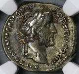 140 NGC Ch VF Antoninus Pius Roman Empire Denarius Emperor Standing (19043003C)