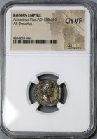 140 NGC Ch VF Antoninus Pius Roman Empire Denarius Emperor Standing (19043003C)