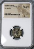 140 NGC Ch VF Antoninus Pius Roman Empire Denarius Emperor Standing (19043003C)