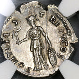 138 NGC AU Antoninus Pius Roman Empire Denarius Fine Style Minerva (19060904C)