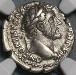 155 NGC Ch VF Antoninus Pius Roman Empire Denarius Hybrid Mint Error Pax (21090803C)