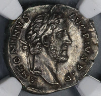 144 Antoninus Pius NGC MS Roman Empire Denarius Pax Rare Date Mint State Coin (19050302C)