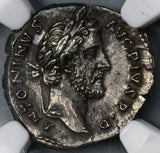 144 Antoninus Pius NGC MS Roman Empire Denarius Pax Rare Date Mint State Coin (19050302C)
