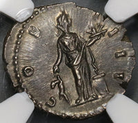 150 NGC Ch AU Antoninus Pius Roman Empire Denarius Pietas Rare 5/5 (19040603C)