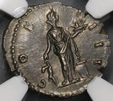 150 NGC Ch AU Antoninus Pius Roman Empire Denarius Pietas Rare 5/5 (19040603C)