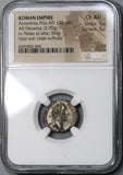 150 NGC Ch AU Antoninus Pius Roman Empire Denarius Pietas Rare 5/5 (19040603C)