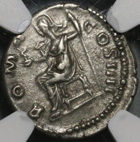 160 NGC AU Antoninus Pius Roman Empire Denarius Roma Victory Last Year (21012103C)