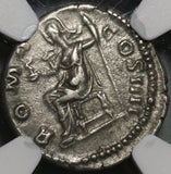 160 NGC AU Antoninus Pius Roman Empire Denarius Roma Victory Last Year (21012103C)
