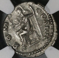 160 NGC AU Antoninus Pius Roman Empire Denarius Roma Victory Last Year (21012103C)