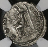 160 NGC AU Antoninus Pius Roman Empire Denarius Roma Victory Last Year (21012103C)