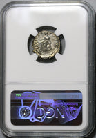 156 NGC AU Antoninus Pius Roman Empire Denarius Salus Snake Silver (20071502C)