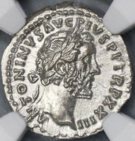 159 NGC MS Roman Empire Antoninus Pius Denarius Salus Mint State (18092401C)