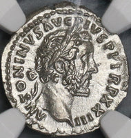 159 NGC MS Roman Empire Antoninus Pius Denarius Salus Mint State (18092401C)