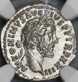 159 NGC MS Roman Empire Antoninus Pius Denarius Salus Mint State (18092401C)