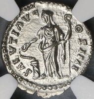 159 NGC MS Roman Empire Antoninus Pius Denarius Salus Mint State (18092401C)