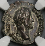 145 NGC XF Antoninus Pius Roman Empire Denarius Jupiter Thunderbolt & Throne (19010901C)