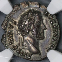 145 NGC XF Antoninus Pius Roman Empire Denarius Jupiter Thunderbolt & Throne (19010901C)