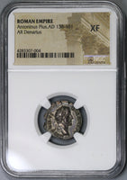 145 NGC XF Antoninus Pius Roman Empire Denarius Jupiter Thunderbolt & Throne (19010901C)
