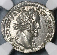 152 NGC MS Antoninus Pius Roman Empire Denarius Vesta Mint State (21120403C)