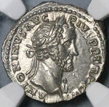 152 NGC MS Antoninus Pius Roman Empire Denarius Vesta Mint State (21120403C)