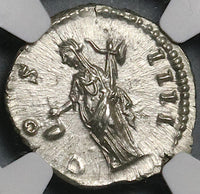 152 NGC MS Antoninus Pius Roman Empire Denarius Vesta Mint State (21120403C)
