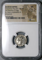 152 NGC MS Antoninus Pius Roman Empire Denarius Vesta Mint State (21120403C)