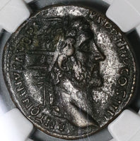 145 NGC XF Antoninus Pius Roman Empire Dupondius Mars Spear & Trophy (20052004C)
