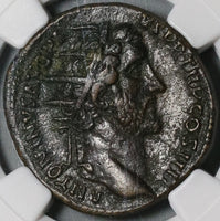 145 NGC XF Antoninus Pius Roman Empire Dupondius Mars Spear & Trophy (20052004C)