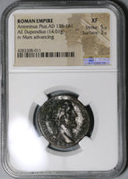 145 NGC XF Antoninus Pius Roman Empire Dupondius Mars Spear & Trophy (20052004C)