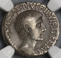 36 BC NGC VF Octavian Roman Imperatorial Denarius Temple Divo Julius Caesar (21091601C)