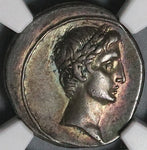 29 BC NGC XF Octavian Augustus Roman Imperatorial Denarius Column Actium Naval Victory Commemorative Pedigree (23022802C)