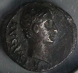 21 BC NGC VF Augustus Roman Empire Quinarius Victory Pergamum Pedigree (23020301C)